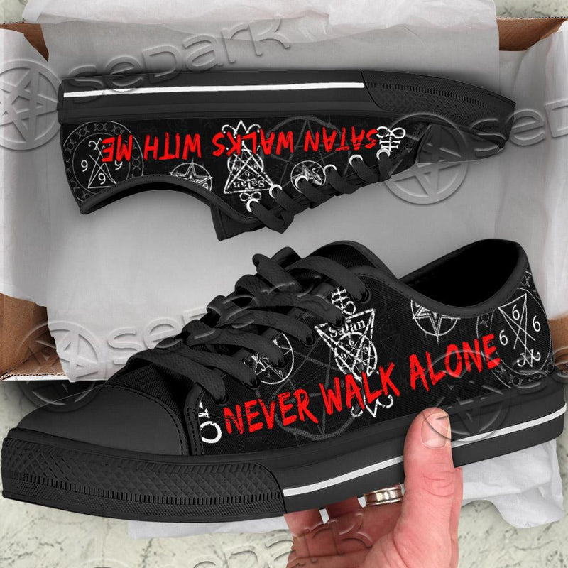 Satan Walks With Me SED-0734 Unisex Canvas Shoes Low Top