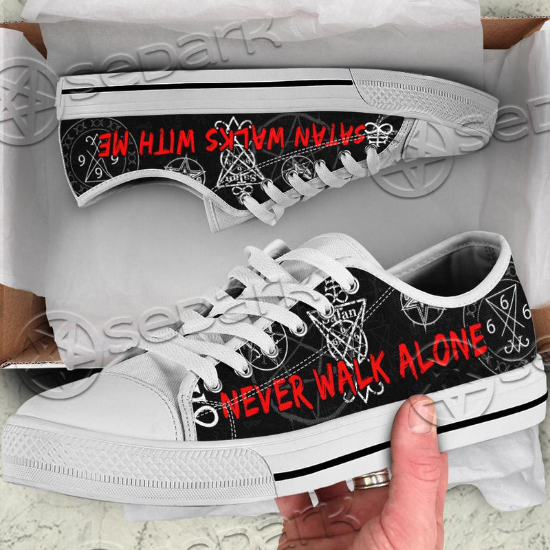 Satan Walks With Me SED-0734 Unisex Canvas Shoes Low Top