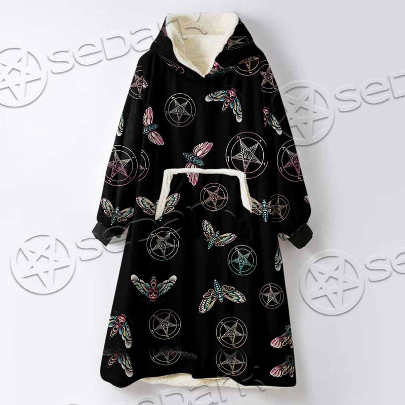 Death Moth Baphomet SED-0755 Oversized Sherpa Blanket Hoodie