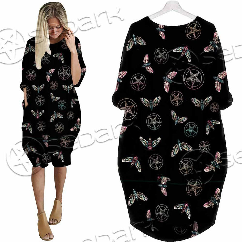 Death Moth Baphomet SED-0755 Batwing Pocket Dress