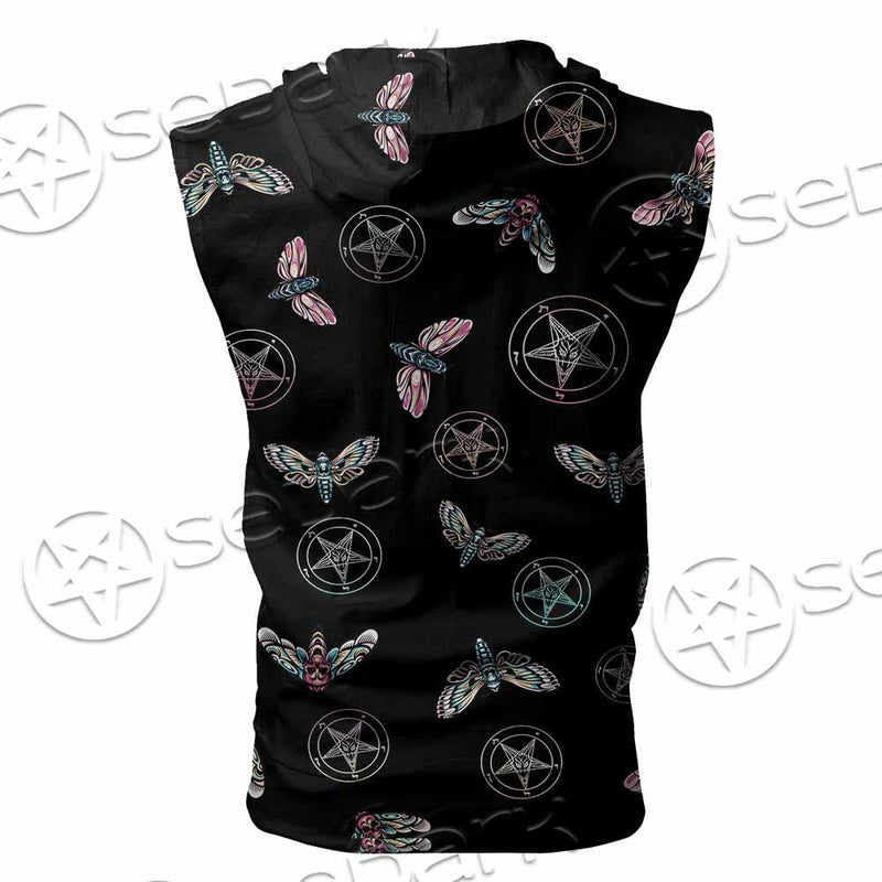 Death Moth Baphomet SED-0755 Zip Sleeveless Hoodie