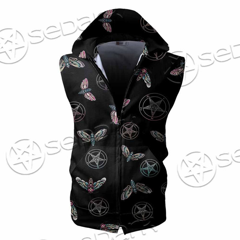 Death Moth Baphomet SED-0755 Zip Sleeveless Hoodie