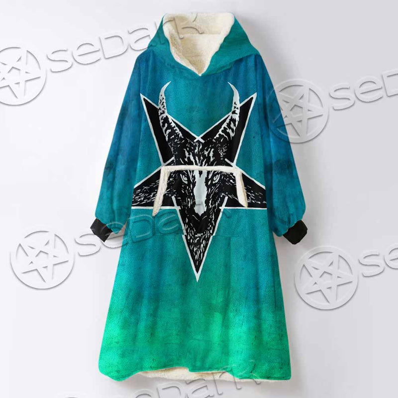 Gradiant Baphomet Mint SED-0757 Oversized Sherpa Blanket Hoodie