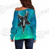 Gradiant Baphomet Mint SED-0757 Off Shoulder Sweaters