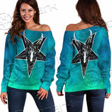 Gradiant Baphomet Mint SED-0757 Off Shoulder Sweaters