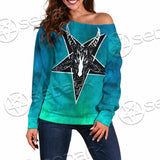 Gradiant Baphomet Mint SED-0757 Off Shoulder Sweaters