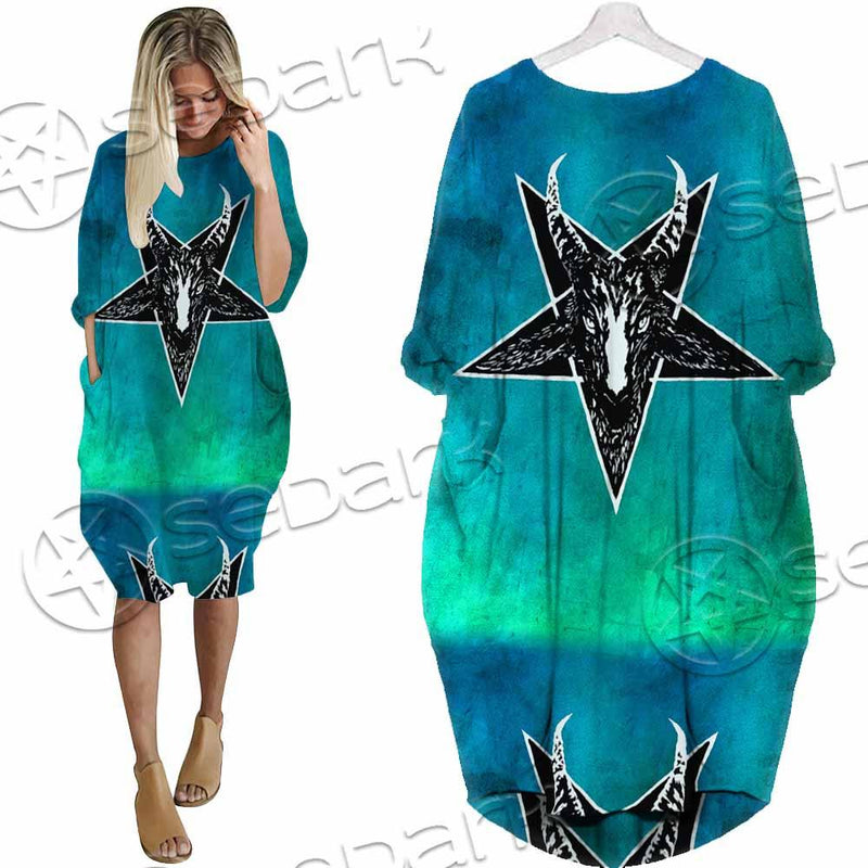 Gradiant Baphomet Mint SED-0757 Batwing Pocket Dress