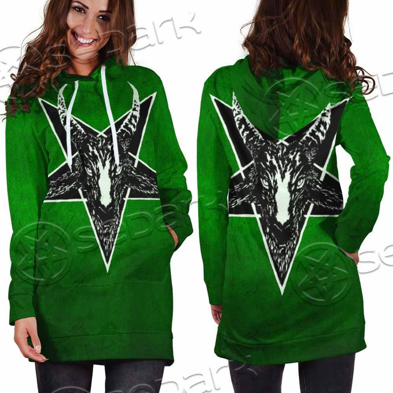 Gradiant Baphomet Green SED-0758 Hoodie Dress