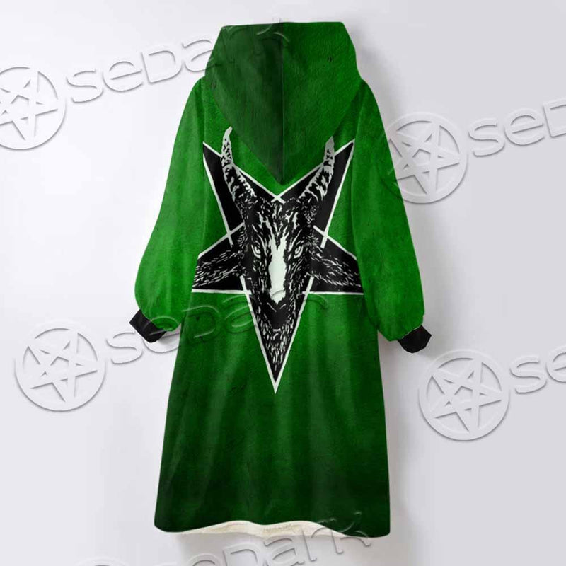 Gradiant Baphomet Green SED-0758 Oversized Sherpa Blanket Hoodie