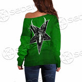 Gradiant Baphomet Green SED-0758 Off Shoulder Sweaters