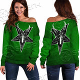 Gradiant Baphomet Green SED-0758 Off Shoulder Sweaters