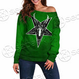 Gradiant Baphomet Green SED-0758 Off Shoulder Sweaters