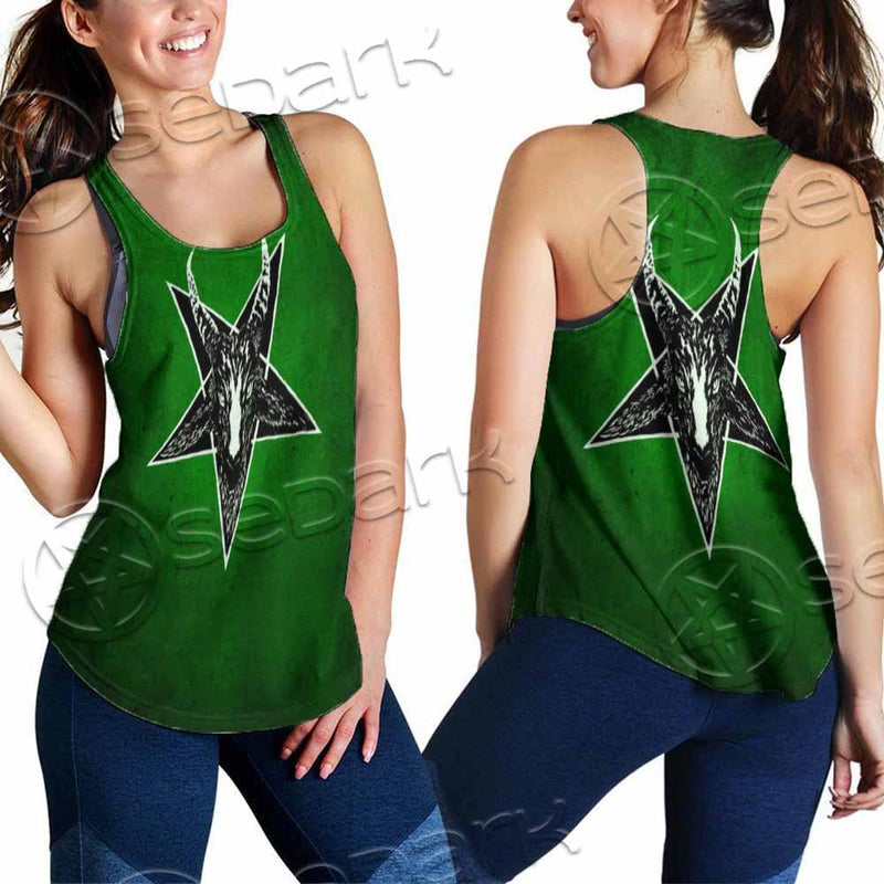 Gradiant Baphomet Green SED-0758 Women Tank Top