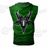 Gradiant Baphomet Green SED-0758 Zip Sleeveless Hoodie