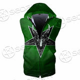 Gradiant Baphomet Green SED-0758 Zip Sleeveless Hoodie