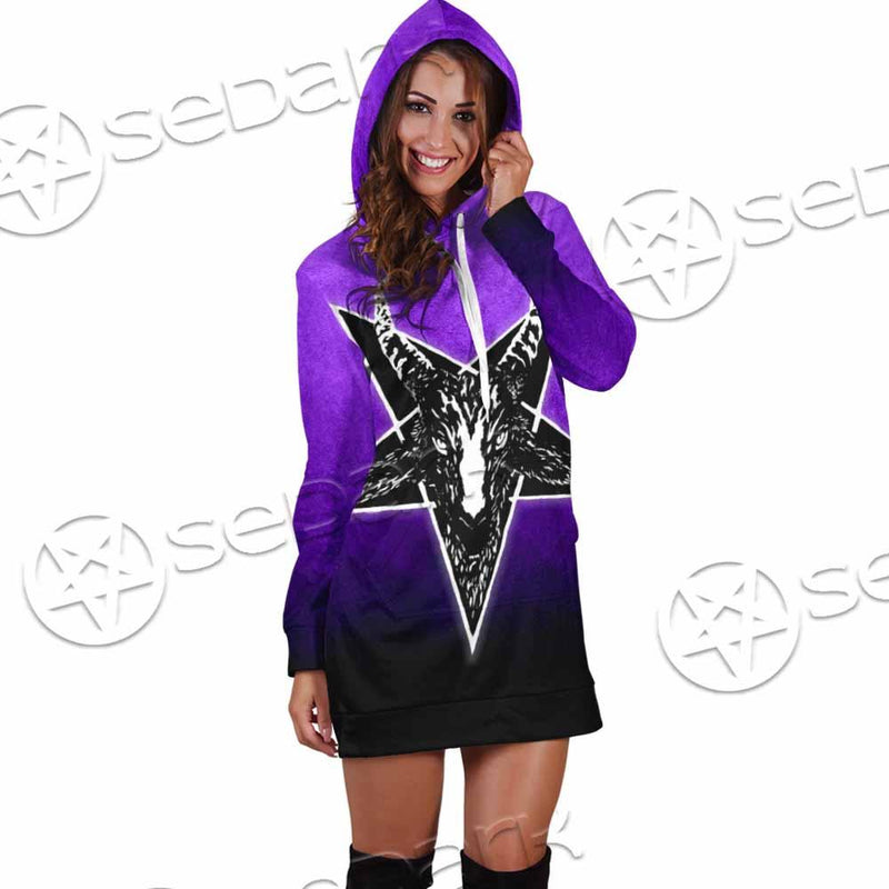 Gradiant Baphomet Purple SED-0759 Hoodie Dress
