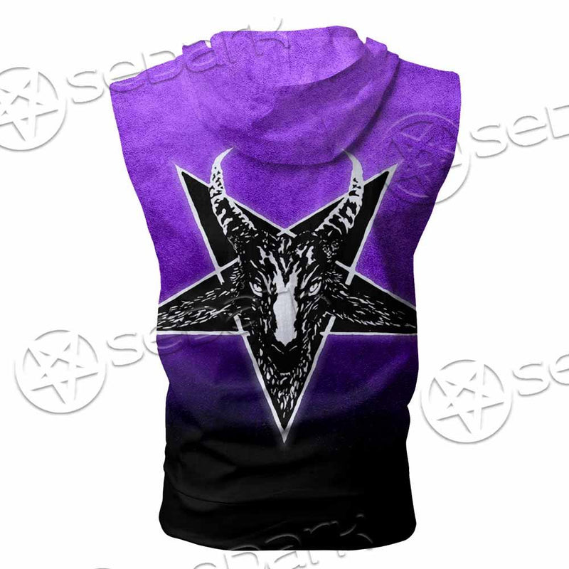 Gradiant Baphomet Purple SED-0759 Zip Sleeveless Hoodie