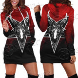Gradiant Baphomet Red SED-0760 Hoodie Dress