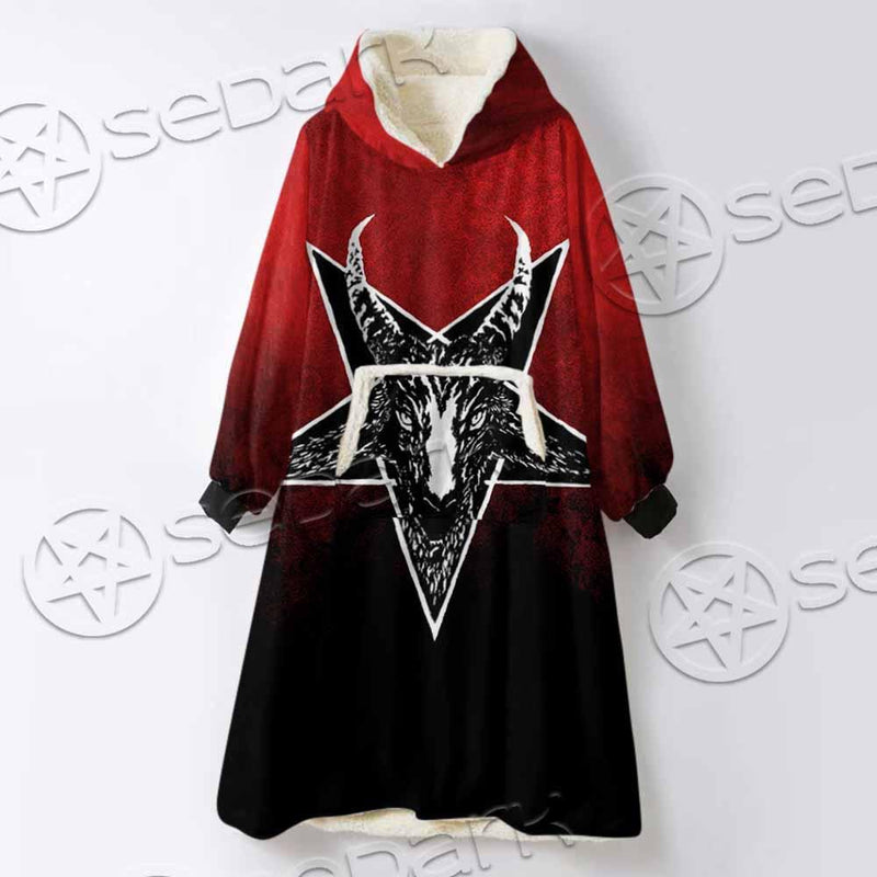 Gradiant Baphomet Red SED-0760 Oversized Sherpa Blanket Hoodie