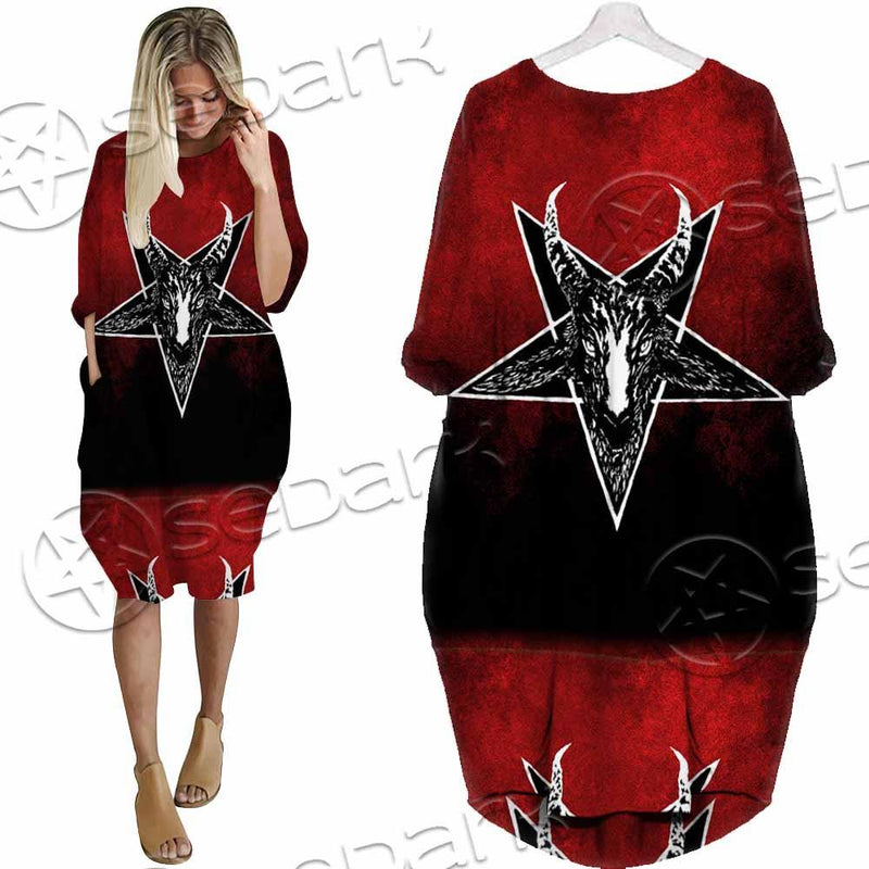 Gradiant Baphomet Red SED-0760 Batwing Pocket Dress