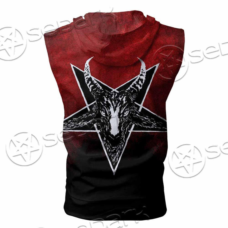 Gradiant Baphomet Red SED-0760 Zip Sleeveless Hoodie