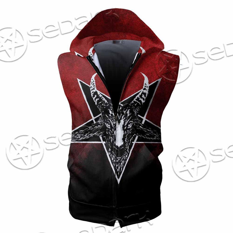 Gradiant Baphomet Red SED-0760 Zip Sleeveless Hoodie