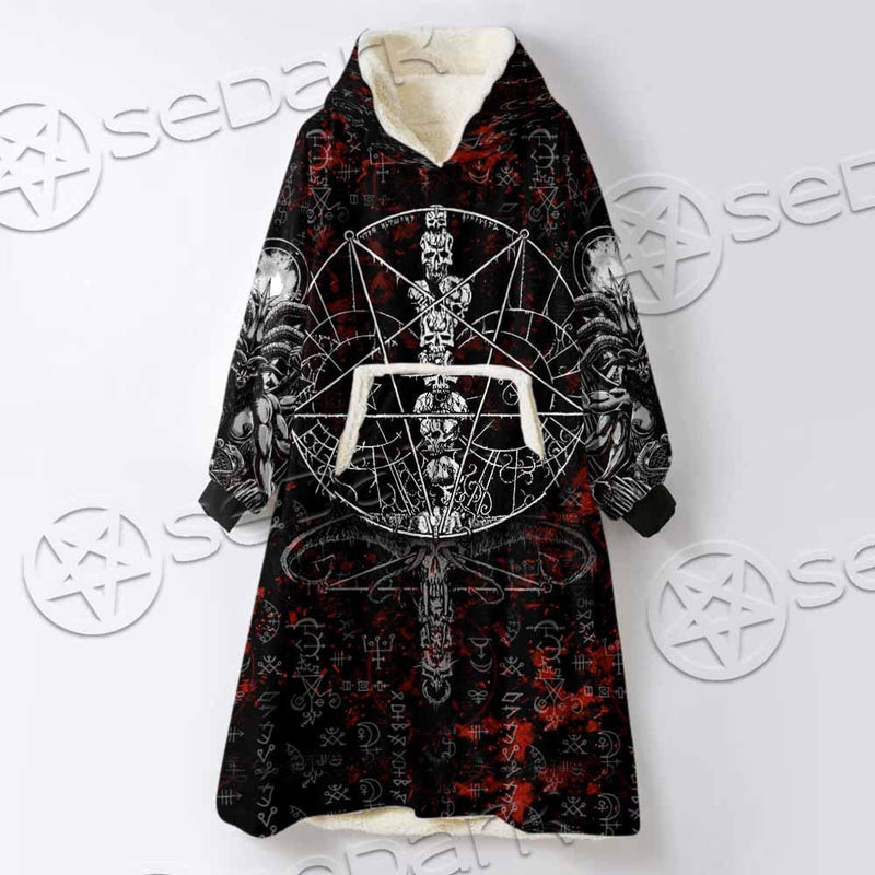 Baphomet Black Metal Art SED-0761 Oversized Sherpa Blanket Hoodie