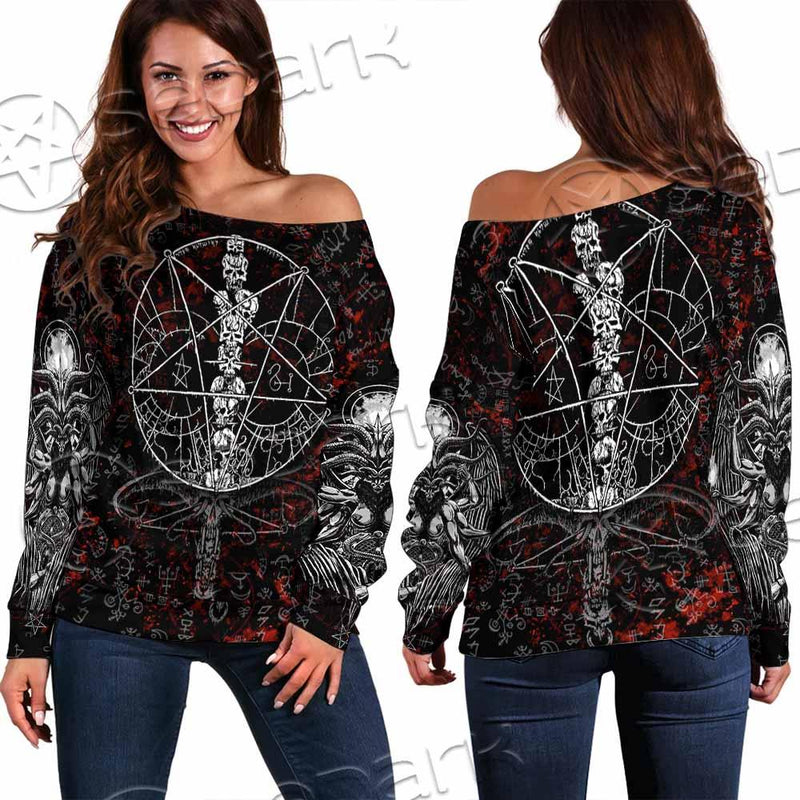 Baphomet Black Metal Art SED-0761 Off Shoulder Sweaters