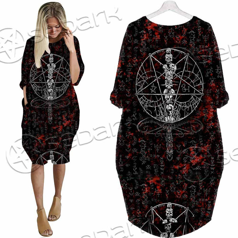 Baphomet Black Metal Art SED-0761 Batwing Pocket Dress