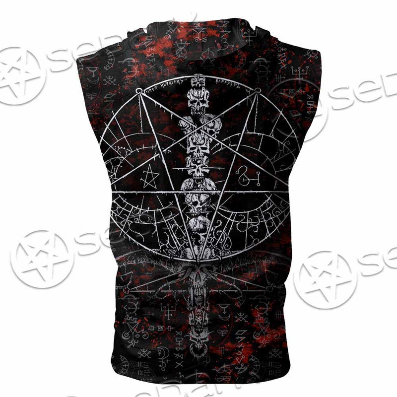 Baphomet Black Metal Art SED-0761 Zip Sleeveless Hoodie