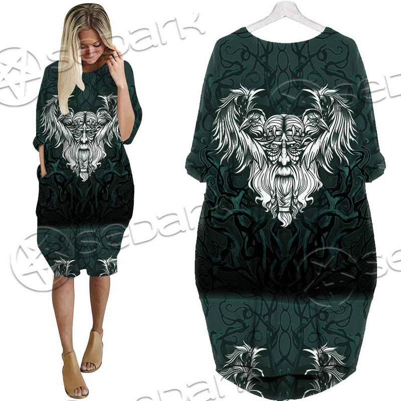 Viking Odin Raven SED-0762 Batwing Pocket Dress