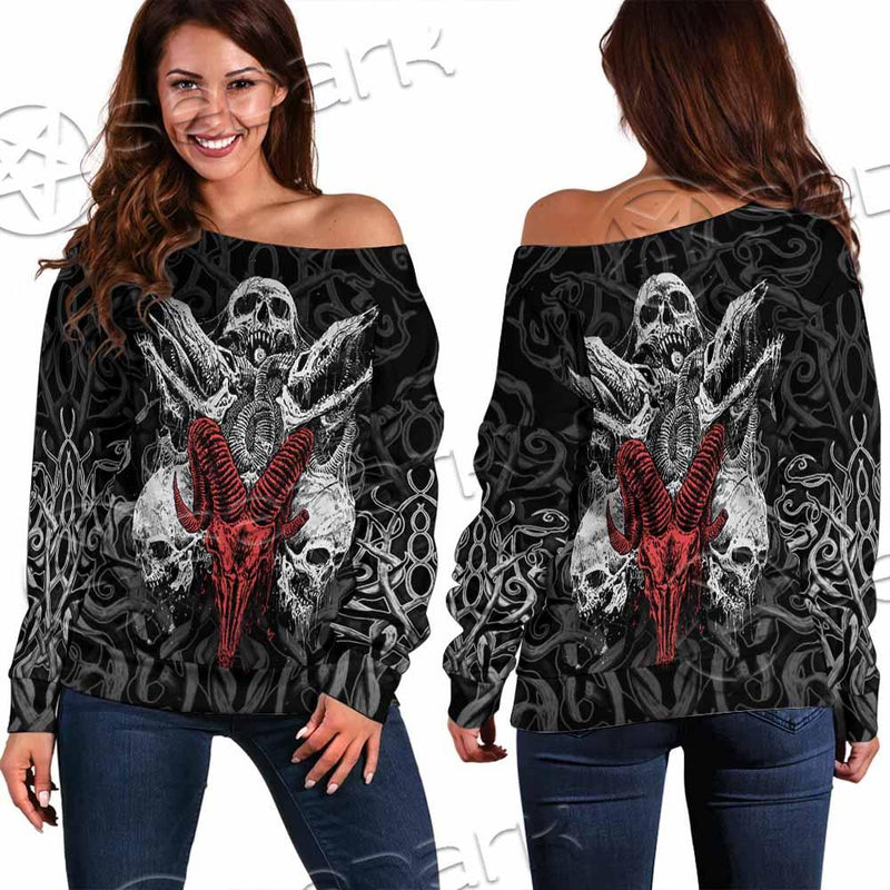 Skull Goat Head SED-0770 Off Shoulder Sweaters