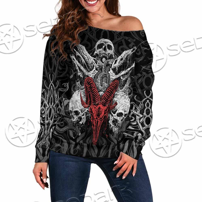 Skull Goat Head SED-0770 Off Shoulder Sweaters