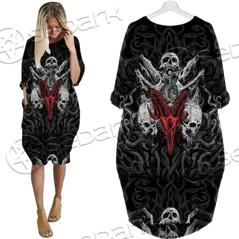 Skull Goat Head SED-0770 Batwing Pocket Dress