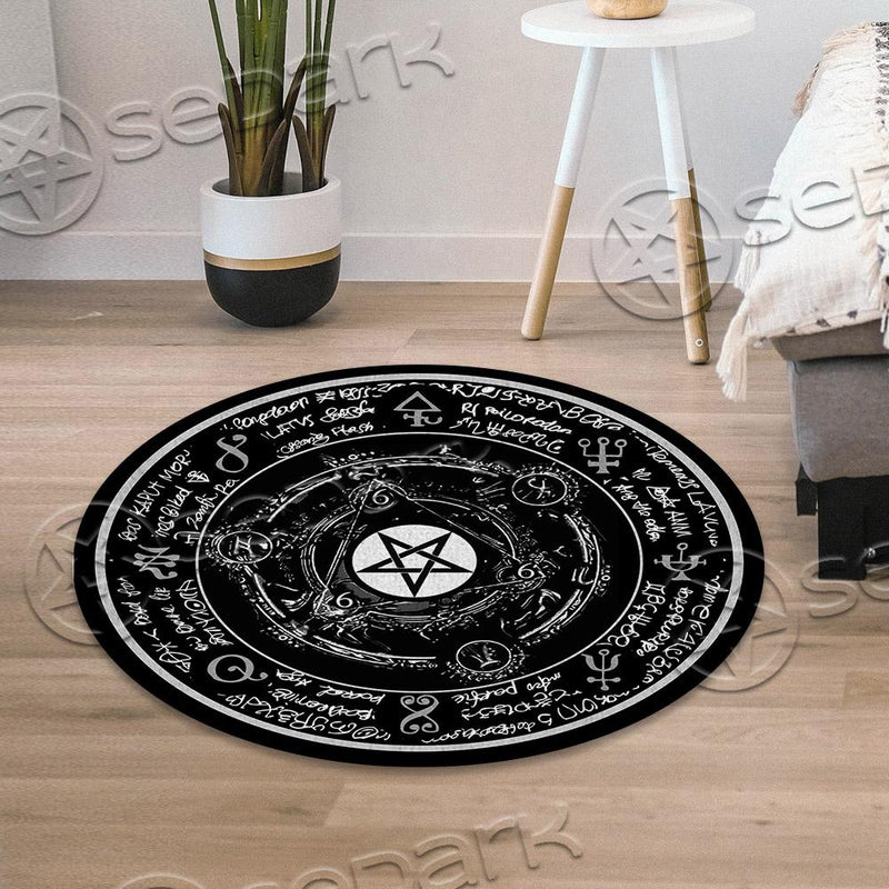 Pentagram Magical Inscriptions SED-0776 Round Carpet