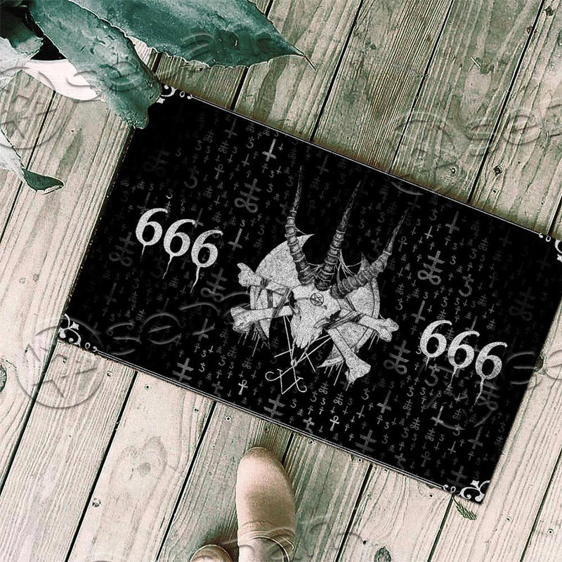 Satanism Goat Head 666 SED-0783 Door Mat