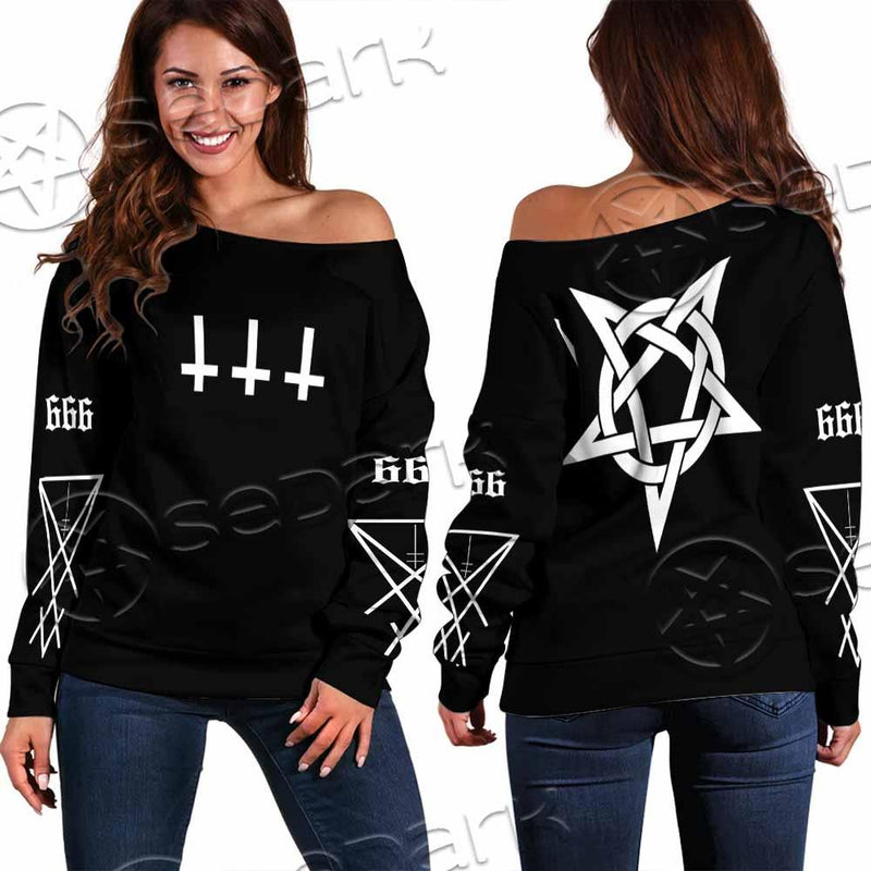 Pentagram Inverted Cross SED-0788 Off Shoulder Sweaters