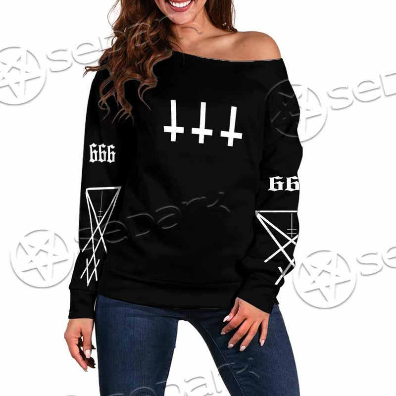 Pentagram Inverted Cross SED-0788 Off Shoulder Sweaters