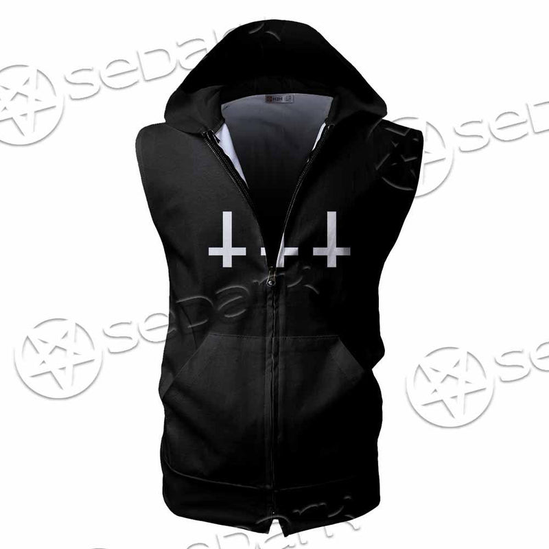 Pentagram Inverted Cross SED-0788 Zip Sleeveless Hoodie
