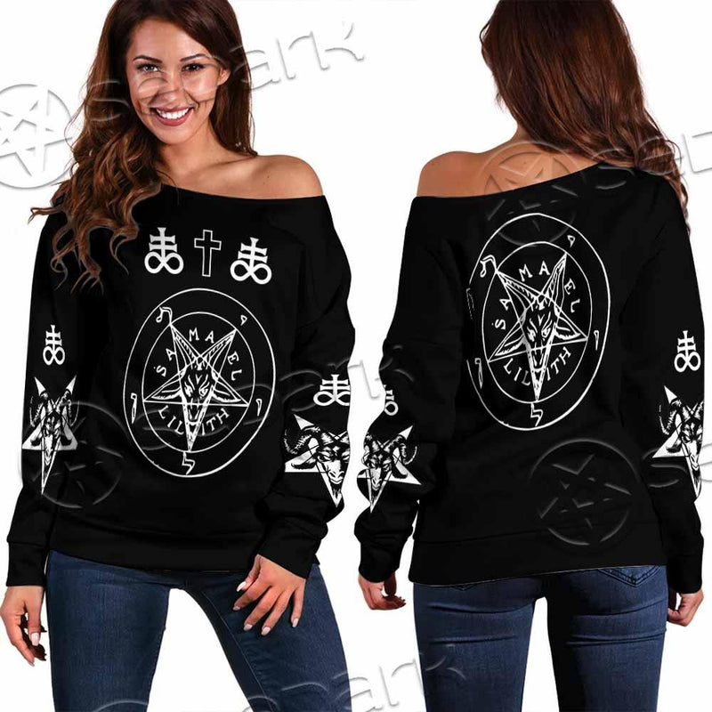 Baphomet Sigil Lilith SED-0789 Off Shoulder Sweaters