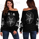 Baphomet Sigil Lilith SED-0789 Off Shoulder Sweaters