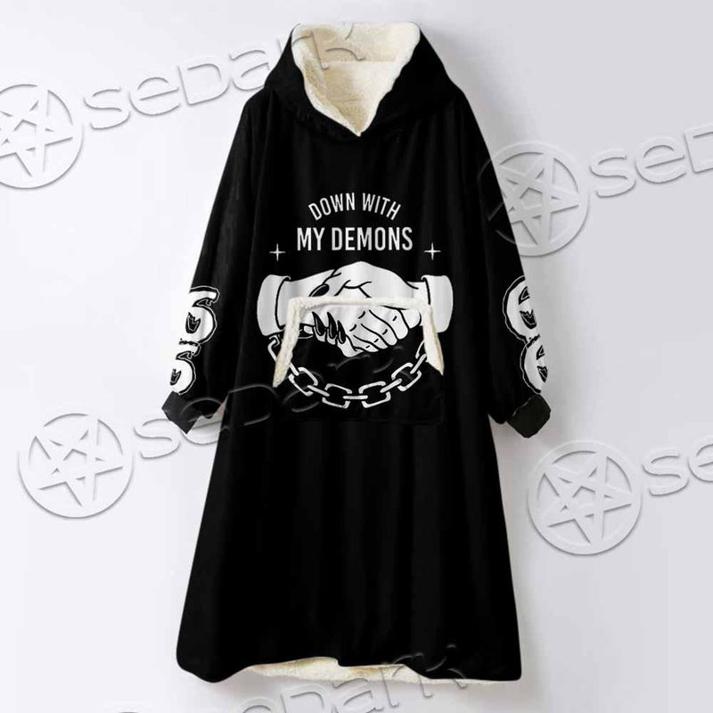 Down With My Demons 666 SED-0790 Oversized Sherpa Blanket Hoodie