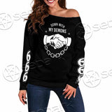 Down With My Demons 666 SED-0790 Off Shoulder Sweaters