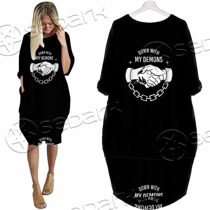 Down With My Demons 666 SED-0790 Batwing Pocket Dress