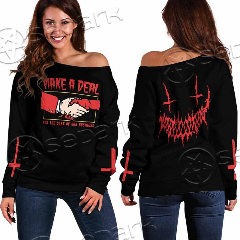 Satanic Make A Deal SED-0791 Off Shoulder Sweaters