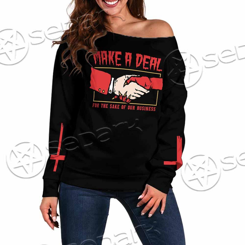 Satanic Make A Deal SED-0791 Off Shoulder Sweaters