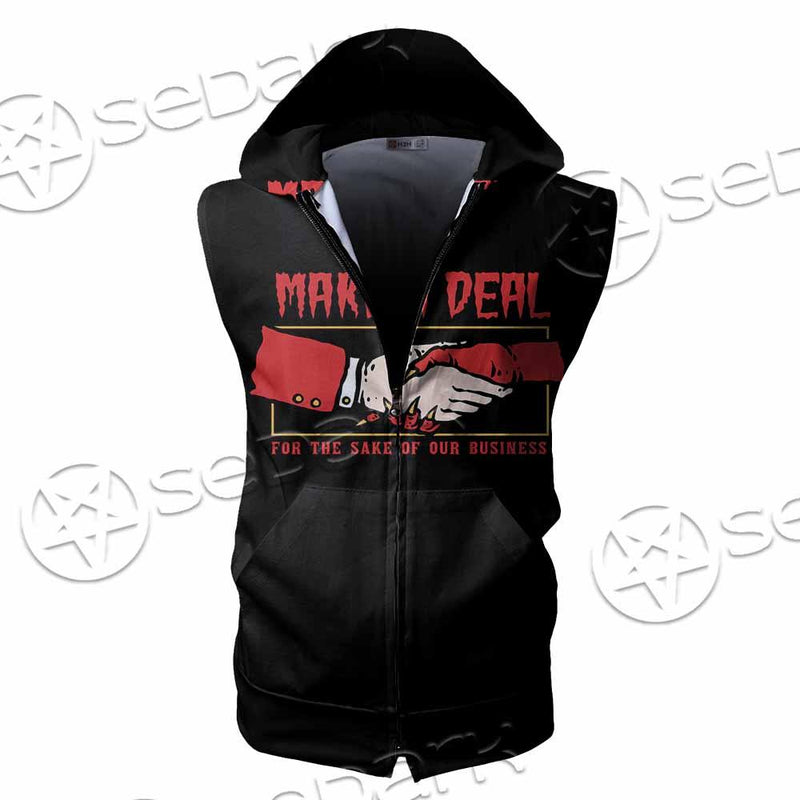 Satanic Make A Deal SED-0791 Zip Sleeveless Hoodie