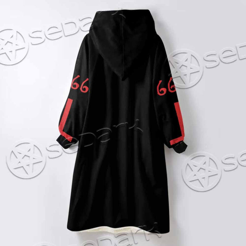 Goat Head Red 666 SED-0792 Oversized Sherpa Blanket Hoodie