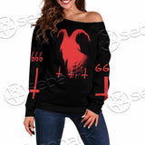 Goat Head Red 666 SED-0792 Off Shoulder Sweaters