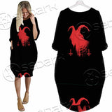 Goat Head Red 666 SED-0792 Batwing Pocket Dress